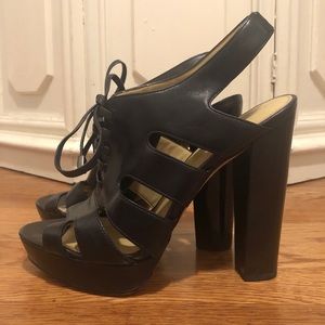 Coach Black Leather Lace-up Heels - Size 8